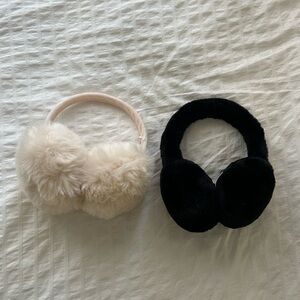 2 pairs of earmuffs, white & black, fit a small sized head